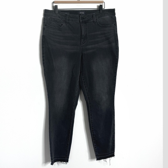 NYDJ Ami Skinny Jeans High Rise Lift Tuck Tech Released Hem Washed Black Size 14 - Picture 2 of 12